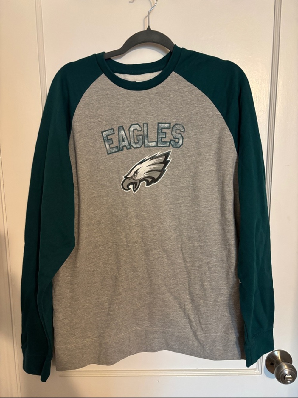 NFL Team Apparel Crewneck Sweatshirt — Gray with Dark Green Trim